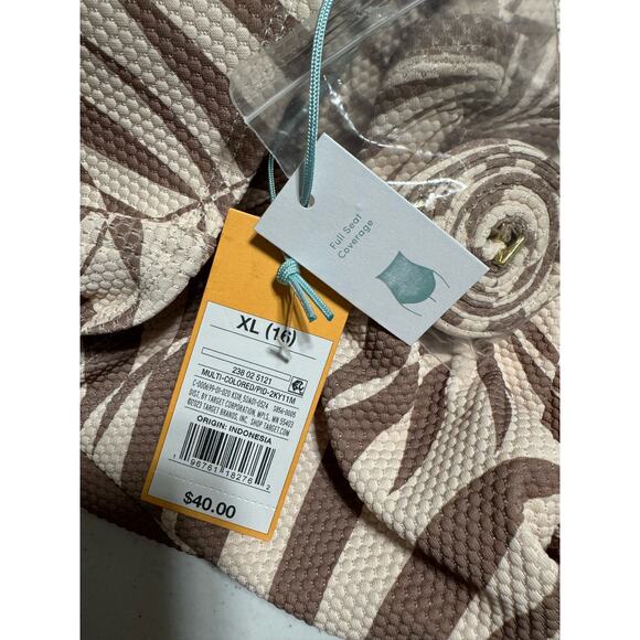 Kona Sol Neutral Palm Leaves One Piece Swimsuit XL 16 - Picture 4 of 6